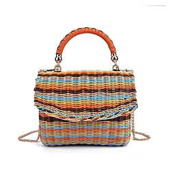 FGVHJOJXA Farbe Rattan Square Strohbeutel for Frauen Sommer Urlaub Strand Tasche Gewebt Korb Handtasche Kette Messenger Bag von FGVHJOJXA