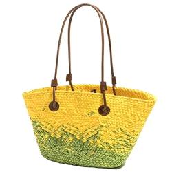 FGVHJOJXA Große Kapazität Stroh gewebte Frauen Tasche 2023 neue vielseitige Umhängetasche Mode gewebte Handtasche Tragetasche Sommer Strandtasche(Yellow green) von FGVHJOJXA