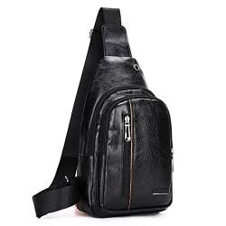 FGVHJOJXA Männer Taschen Leder Schlinge Reißverschluss Packung Brust Schulter Crossbody Bag Biker Satchel Männer Aktentaschen Vertrieb Sporttasche(B-color4) von FGVHJOJXA