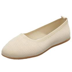 Damen Ballerinas Slip On Knit Kleid Schuhe Flache Walking Flats Schuhe für Frauen Bequem Weich Runde Zehe Schuhe Niedriger Keil Slip On Ballerina von FIENZA