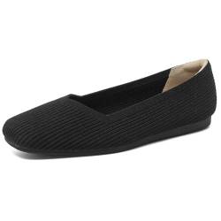 Damen Ballerinas Slip On Knit Kleid Schuhe Flache Walking Flats Schuhe für Frauen Bequem Weich Runde Zehe Schuhe Niedriger Keil Slip On Ballerina von FIENZA