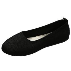 Damen Ballerinas Slip On Knit Kleid Schuhe Flache Walking Flats Schuhe für Frauen Bequem Weich Runde Zehe Schuhe Niedriger Keil Slip On Ballerina von FIENZA