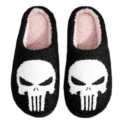 FIENZA Halloween Hausschuhe Damen Baumwolle Warme Drinnen Pantoffeln Plüsch Funny Print Damen Herren Weicher Plüsch Retro Hausschuhe Warme Pantoffeln Trendiger Slipper drinnen und draußen von FIENZA