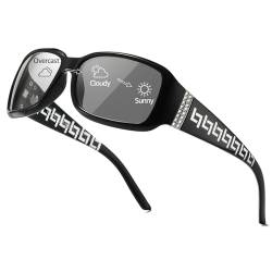 FIMILU Selbsttönende Sonnenbrille Damen Polarisiert mit Schickem Strass-Rahmen, perfekt für Autofahren und Outdoor-Aktivitäten von FIMILU