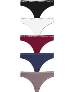 FINETOO 5er Pack String Tanga Damen Baumwoll Tangas Sportbund Thongs Soft Unterhosen Frauen Unterwäsche Mehrpack S-XL von FINETOO