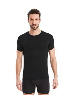 FINN Business Unterhemd Herren Kurzarm mit Rundhals-Ausschnitt - Unterziehshirt Männer aus original Lenzing® Modal Stoff - Das perfekte T-Shirt unter Hemd und Anzug Schwarz 3XL von FINN