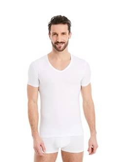 FINN Business Unterhemd Herren Kurzarm mit V-Ausschnitt - Unterziehshirt Männer aus original Lenzing® Modal Stoff - Das perfekte T-Shirt unter Hemd und Anzug Weiß Weiss M von FINN