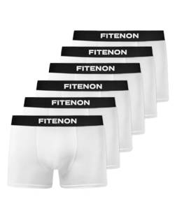 FITENON Boxershorts Herren Baumwolle (6er Pack) Unterhosen Herren ohne einschneidenden Gummibund (Gr. S - 4XL) (M, 6X Weiß) von FITENON