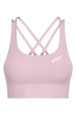 FITNESS4HAPPYNESS Damen Sport BH Beige - EFFIE S - ohne Bügel Oberteile Gekreuzt Für Yoga Gym Shirts Fitness Training Crop Top Bra von FITNESS4HAPPYNESS