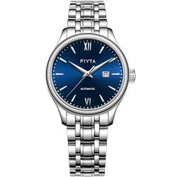 FIYTA Klassische mechanische Damenuhr, 3 Zeiger, minimalistisches, ultradünnes Design, synthetisches Saphirglas, Edelstahlarmband, 32 mm, Blau, 32MM, Classic von FIYTA