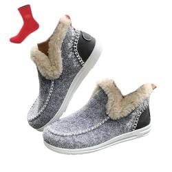 FJZFXKZL Pluffi Slipper Booties Women,Weiche Plüsch-Slip-On-Sneaker for gemütliche Füße, weiche Plüsch-Slip-On-Schuhe, rutschfeste Damen-Sneakers, warme Hausschuhe(Grey,41 EU) von FJZFXKZL