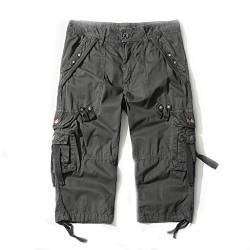 FLYF Herren bermuda shorts 3/4 cargohose short sommer military arbeitshose grau 30w von FLYF