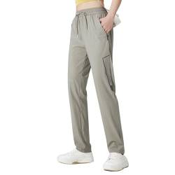 FLYGAGA Damen Wanderhose Jogginghose Eisseide Schnelltrocknend Coole Hose Trekkinghose Elastisch Leichte Atmungsaktiv Camping Funktionhose Laufhose Outdoorhose Freizeithosen Kordelzug Sommer von FLYGAGA