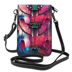 FLYIFE Galaxy Owl Printed Crossbody Phone Bag With Flap - Leather Mobile Phone Pouch Wallet Small Shoulder Bag For Girls Women, Schwarz , Einheitsgröße von FLYIFE