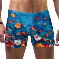 FNETJXF Badehose für Herren, Ölgemälde, Blumenmuster, für Herren, Badehose, Muster 4978, S 7-9 von FNETJXF