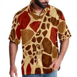 Hawaii-Hemd für Herren, kurzärmeliges Hemd mit Knopfleiste, Damen-Hawaii-Hemd, Giraffen-Textur, Tiermuster, Muster 2362, XL von FNETJXF