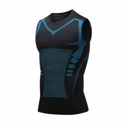 FNKDOR Abnehmen Weste Shaper Tanktops Vital Vest Abnehmweste Herren Sports Körperformendes Bauchweg Funktionsshirt Kompressionsshirt Stretch Shapewear Unterhemd Ionic Shaping Vest (Black, L) von FNKDOR