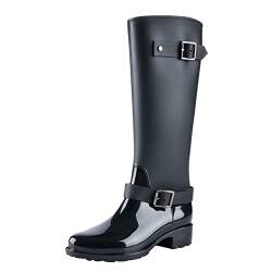 FNKDOR Gummistiefel Damen Hoch Reitstiefel Regenstiefel von FNKDOR