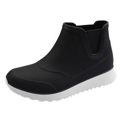 FNKDOR Gummistiefel Herren Damen Wasserdicht Rutschfest Kurzschaft Regenstiefel Chelsea Gummistiefeletten (Black, 43) von FNKDOR