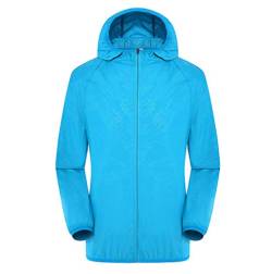 FNKDOR Leichte Dünne Regenjacke Damen Wasserdicht Atmungsaktiv Windbreaker Übergangsjacke Regenmantel Softshelljacke mit Kapuze#10 (Sky Blue, XXL) von FNKDOR