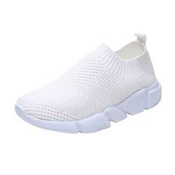 FNKDOR Ohne Schnürsenkel Turnschuhe Damen Sneaker Ultra Leichte Laufschuhe Atmungsaktiv Stoff Fitness Sportschuhe Weiß 38 von FNKDOR