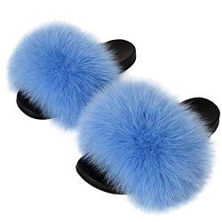 FOLOBE Damen Fluffy Hausschuh Faux fur Slippers Slides Plüsch Flauschige Pantoffeln Fake Fell Hausschuhe Kunstfell Schlappen plusch Hausschuh von FOLOBE