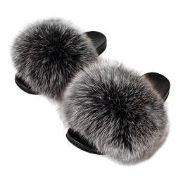 FOLOBE Damen Fluffy Hausschuh Faux fur Slippers Slides Plüsch Flauschige Pantoffeln Fake Fell Hausschuhe Kunstfell Schlappen plusch Hausschuh von FOLOBE