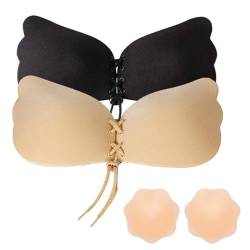 FOME Klebebhs BH Push Up, Klebe BH Push Up Für Frauen, 2 Paar Stick on Lifting BH, Trägerloser BH Rückenfrei für Kleid mit Pasties Nipple Covers (Größe B) von FOME