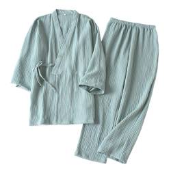 HULKAY Damen Schlafanzug Zweiteiliger,Japanisches Kimono-Set,100% Baumwolle,Pyjama,zweiteilig,Paar, lose Männer und Frauen von HULKAY