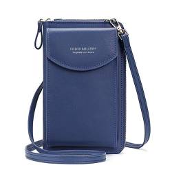 FORRICA Handy Umhängetasche Damen Leichte Geldbörse Frauen Kleine Crossbody PU Leder Schultertasche Mädchen Handytasche mit Kartenfächer Verstellbar Schultergurt Blau A von FORRICA