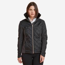 Reit-Fleecejacke 500 Bi-Material Damen grau/gold von FOUGANZA