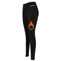 FP DE POWER FLOWER Thermo Fleece Leggings für Damen Leggings mit Fleece-Futter Damen Fleece Leggings mit Hohem Bund Stretc Extra Komfort Winter Leggings S/M/L/XL (90009-Black, L-XL) von FP DE POWER FLOWER