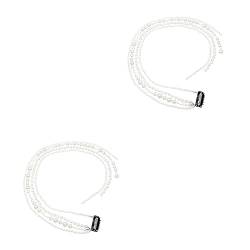 FRCOLOR 2st Perlenhaarverlängerungen Perlenhaarschmuck Haarschmuck Aus Strass Perlenkopfbedeckung Brautjungfer Stirnband Perlenhaarband Strass-kopfschmuck Weiß Imitationsperlen Schmücken von FRCOLOR