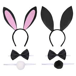 FRCOLOR Bunny Ohren Stirnbänder Set Ostern Süße Sexy Kaninchen Ohr Haarband Schwänze Und Fliege Cosplay Kostüm Zubehör für Ostern Geburtstag Party Favors von FRCOLOR