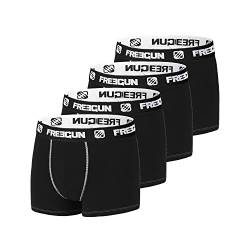 Boxershorts Herren rutschfest, Unterhosen Männer, Ultraweich (4er Pack), Schwarz-Weiss, M von FREEGUN