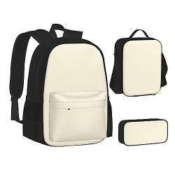 FRGMNT Hellblau Grau Rucksack Schule Büchertaschen Set Lunchtasche Federmäppchen Schulrucksäcke für Teen Mädchen Jungen, cremefarben, Einheitsgröße, Schulrucksack von FRGMNT