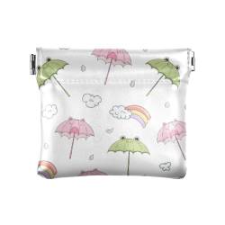 Süßer Frosch-Regenschirm für Damen, Leder, Münzgeldbörse, ausgefallene Kleingeldtasche, Karten-Organizer für Mädchen, Frauen, Damen, Niedlicher Frosch-Regenschirm, 4.33"(L) x 3.74"(W) x 0.39"(H), von FRODOTGV