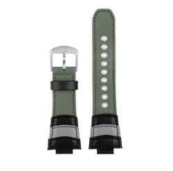 FRSWEQY Passend for CASIO GST-B400 GST-B200 GA2100 Canvas Herren Uhrenarmband Konvex 14MM 16MM Nylon Armband Sport Atmungsaktives wasserdichtes Armband(Army green steel,14mm for b400) von FRSWEQY