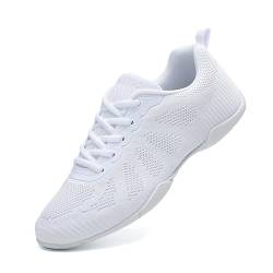 FRTUBOP Cheerleading Cheer Schuhe Damen Tanz Turnschuhe Yoga Fitness Gymnastik Dance Sneaker Mädchen Schule Training Cheerschuhe Aerobic Schnürschuhe Weiß38 von FRTUBOP