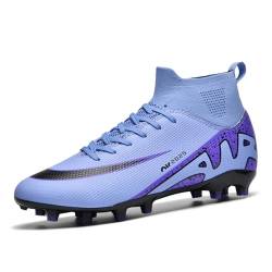 FRTUBOP Fußballschuhe Herren Fußball Stiefe Jugend High Top Spikes Professionelle Athletics Trainingsschuhe AG Lila EU36 von FRTUBOP