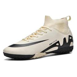 FRTUBOP Fußballschuhe Herren Fußball Stiefe Jugend High Top Spikes Professionelle Athletics Trainingsschuhe TF Beige EU36 von FRTUBOP