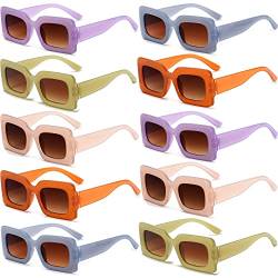 FSMILING 10 Stücke Vintage Große Rechteckige Sonnenbrille Set Für Damen，Retro Square Brille Party Sonnenbrillen Party Brille Set Mit Uv Schutz von FSMILING