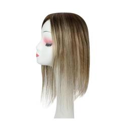 Haartopper für Frauen Haar-Topper for Frauen, Haarausfall-Abdeckung, Mono-Basis-Oberteil mit PU-beschichtetem Echthaar, glatte Haarteile, Clip-in-Toupet aus maschinellem Remy-Haar Haarteil Topper Toup von FUHAI-666