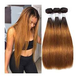 Human Hair Bundles Brasilianisches Glattes Haar 1B/30 Menschliche Haarwebart Bundles Zweifarbige Haarbündel Ombre Glattes Haar 3/4 Stück Extensions human hair weave(Size:22 24 26 28) von FUHAI-666