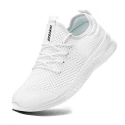 FUJEAK Herren Walkingschuhe Turnschuhe Fitnessstudio Sportschuhe Sneaker Running Tennis Schuhe Freizeit Straßenlaufschuhe Fashion Leichtgewichts Atmungsaktiv Schlüpfen Schuhe Weiß 49 von FUJEAK