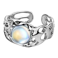 FUKAJOMFEN Unregelmäßiger Naturstein-Ring mit Opal, ästhetisch, Egirl, hohl, für Damen, trendiger Ring, modischer Fingerschmuck, Siehe Abbildung von FUKAJOMFEN