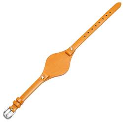 FUKUZL Echte Leder -Uhrenbänder für Fossilien ES3077 ES2830 ES3262 ES3060 Stilvolle Frauen beobachten Gurte kleines Armband(Yellow,8mm gold clasp) von FUKUZL