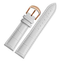 FUKUZL Für Brand Watch Bracelet Belt Woman Watchbänder echtes Leder -Armband -Band 10 12 14 16 18 20 22mm Multicolor -Uhren -Bänder(White rosegold,16mm) von FUKUZL