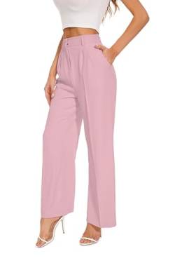 FUNYYZO Women's Wide Leg Pants High Elastic Waisted in The Back Business Work Trousers Long Straight Suit Pants von FUNYYZO