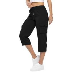 FUPODD 3/4 Cargohose Damen Baggy Caprihose Damen Sommer Arbeitshose Damen Mit Vielen Taschen Wanderhose Damen Leicht Und Luftig Dreiviertel Hose Damen Gerades Bein Sporthose Damen Bequeme Hose Damen von FUPODD